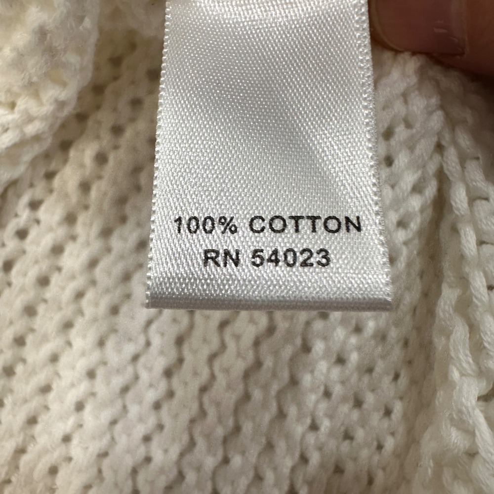 Banana Republic Open Knit Sweater‎ Womens Size M White Split Neck | Coastal - Picture 5 of 7